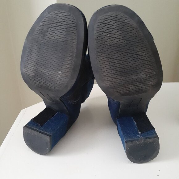 Seven Dials Women's Size 8.5 Tanyette Blue Black Denim Patch Work Ankle Boots - Picture 8 of 14